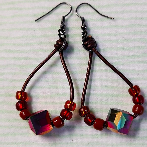 J & R Gems! Jewelry - Leather Hoop Earrings!